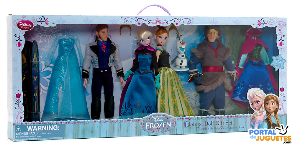 set personajes elsa anna kristoff hans olaf accesorios frozen disney store caja